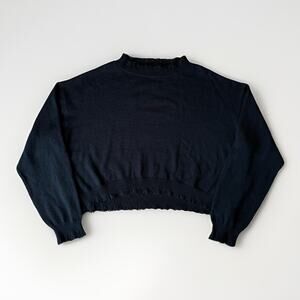 Bare Knuckles Cropped Wool Cashmere Sweater Large Black Minimalist New York